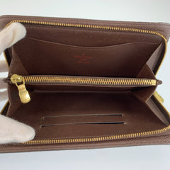 ルイ ヴィトン ダミエ ポルトモネジップ 長財布 ジッピー ロングウォレット N61728 ブラウン PVC レディース LOUIS VUITTON 中古