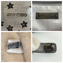 ジミーチュウ スターパンチング トートバッグ ハンドバッグ シルバー ブラック レザー パイソン レディース JIMMY CHOO 中古