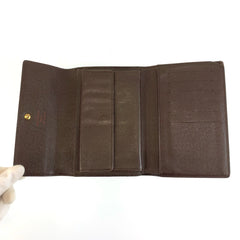 ルイ ヴィトン ダミエ ポルトトレゾー エテュイパピエ 折財布 三つ折り財布 コンパクトウォレット N61202 ブラウン PVC レディース LOUIS VUITTON 中古