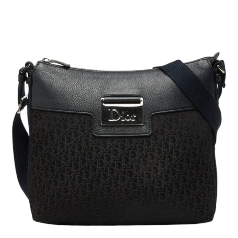 ディオール トロッター ストリート シック 斜め掛け ショルダーバッグ ブラック キャンバス レザー レディース Dior 中古