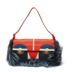フェンディ バッグバグズ ハンドバッグ ワンショルダー 3BR600 オレンジ ブルー レザー ファー レディース FENDI 中古
