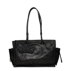 ロエベ クラウンスタッズ ショッパートート トートバッグ ショルダーバッグ ブラック レザー レディース LOEWE 中古