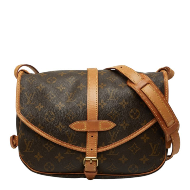 ルイ ヴィトン モノグラム ソミュール30 斜め掛け ショルダーバッグ M42256 ブラウン PVC レザー レディース LOUIS VUITTON 中古