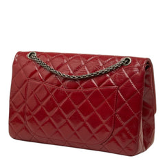 シャネル マトラッセ ダブルフラップ ヴィンテージ チェーン ショルダーバッグ レッド パテントレザー レディース CHANEL 中古