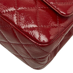 シャネル マトラッセ ダブルフラップ ヴィンテージ チェーン ショルダーバッグ レッド パテントレザー レディース CHANEL 中古