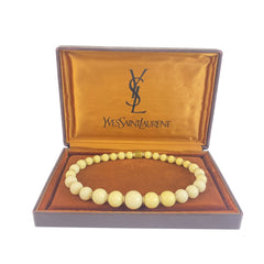 イヴ サンローラン 数珠 ネックレス クリーム ホワイト 天然石 レディース YVES SAINT LAURENT 中古
