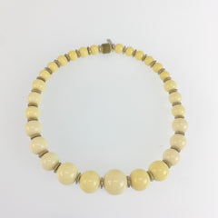 イヴ サンローラン 数珠 ネックレス クリーム ホワイト 天然石 レディース YVES SAINT LAURENT 中古