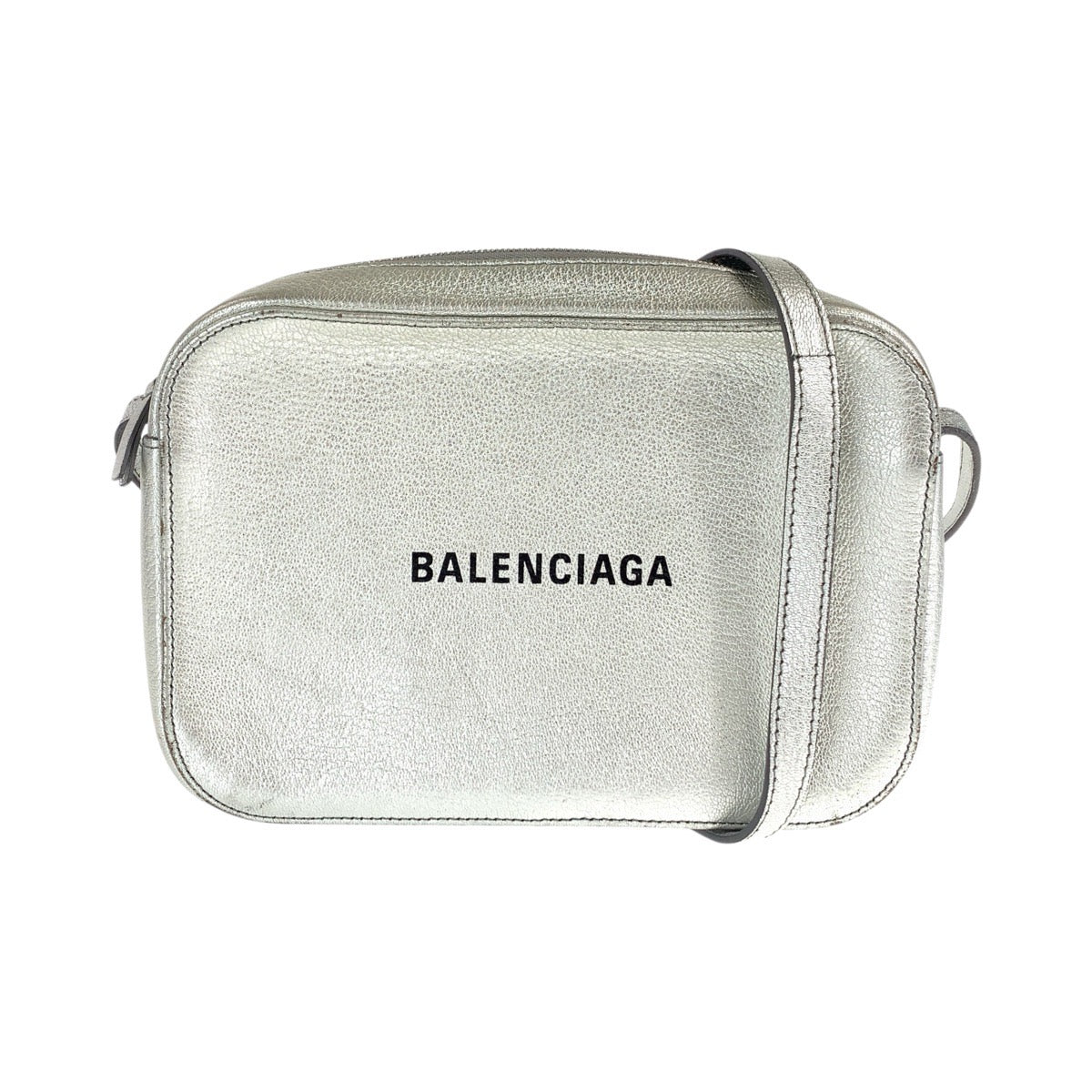 バレンシアガ エブリデイ カメラバッグ ショルダーバッグ ポシェット 552370 シルバー レザー レディース BALENCIAGA 中古