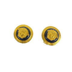 ヴェルサーチェ メデューサ イヤリング ゴールド ブラック メタル レディース VERSACE 中古