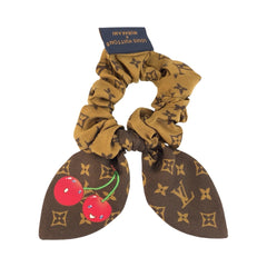 ルイ ヴィトン モノグラム × 村上隆 ヘアゴム ヘアアクセサリー シュシュ M96069 ブラウン シルク レディース LOUIS VUITTON 中古