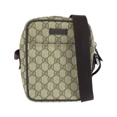 グッチ GGスプリーム ショルダーバッグ ポシェット 122754 ベージュ ブラウン キャンバス レザー レディース GUCCI 中古