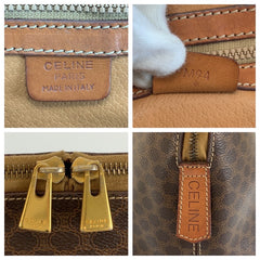 セリーヌ マカダム ハンドバッグ ブラウン PVC レザー レディース CELINE 中古