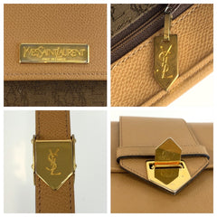 イヴ サンローラン YSL ショルダーバッグ ポシェット ベージュ レザー レディース YVES SAINT LAURENT 中古
