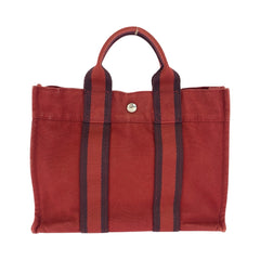 エルメス フールトゥPM トートバッグ ハンドバッグ ワインレッド ボルドー キャンバス レディース HERMES 中古
