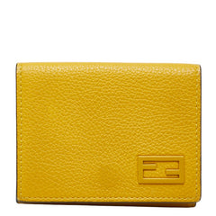 フェンディ コンパクト 三つ折り財布 ウォレット 7M0280 イエロー レザー レディース FENDI 中古