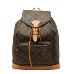 ルイ ヴィトン モノグラム モンスリGM リュック バックパック M51135 ブラウン PVC レザー レディース LOUIS VUITTON 中古