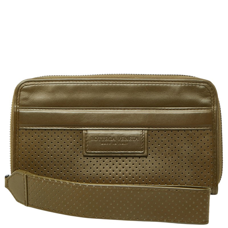 ボッテガヴェネタ レッジェーロ 長財布 ラウンドファスナー カーキグリーン レザー レディース BOTTEGAVENETA 中古