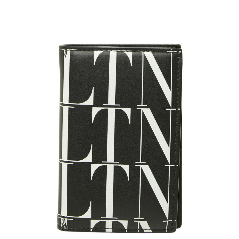 ヴァレンティノ VLTNロゴ カードケース ブラック ホワイト レザー レディース VALENTINO 中古