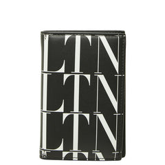 ヴァレンティノ VLTNロゴ カードケース ブラック ホワイト レザー レディース VALENTINO 中古