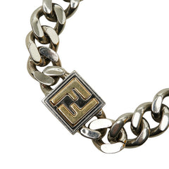 フェンディ FFロゴ チェーン ネックレス シルバー ゴールド メタル メッキ レディース FENDI 中古