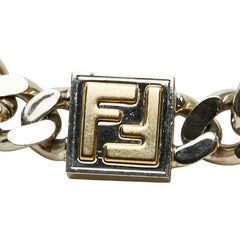 フェンディ FFロゴ チェーン ネックレス シルバー ゴールド メタル メッキ レディース FENDI 中古