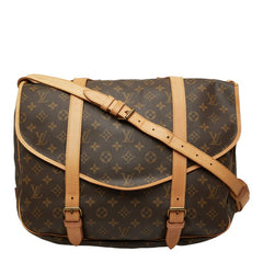 ルイ ヴィトン モノグラム ソミュール43 斜め掛け ショルダーバッグ M42252 ブラウン PVC レザー レディース LOUIS VUITTON 中古