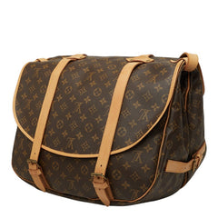 ルイ ヴィトン モノグラム ソミュール43 斜め掛け ショルダーバッグ M42252 ブラウン PVC レザー レディース LOUIS VUITTON 中古