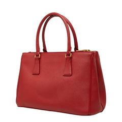 プラダ 三角ロゴプレート サフィアーノ ガレリア ハンドバッグ 2WAY ショルダーバッグ レッド レザー レディース PRADA 中古