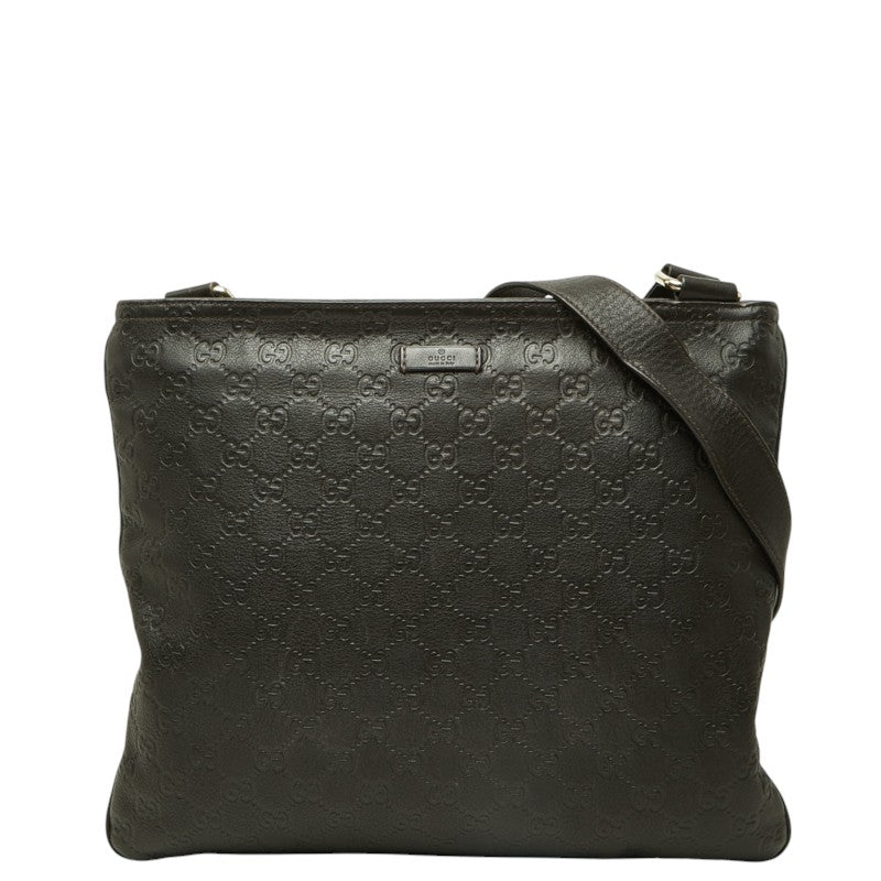 グッチ グッチシマ 斜め掛け ショルダーバッグ 201446 ダークブラウン PVC レザー メンズ GUCCI 中古