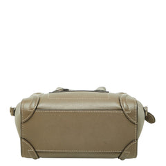 セリーヌ ラゲージ ナノショッパー ハンドバッグ 2WAY ショルダーバッグ グレージュ レザー レディース CELINE 中古