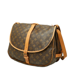 ルイ ヴィトン モノグラム ソミュール35 斜め掛け ショルダーバッグ M42254 ブラウン PVC レザー レディース LOUIS VUITTON 中古