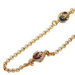 シャネル ココマーク グリボア ネックレス 95A レッド ブルー ゴールド メッキ ストーン レディース CHANEL 中古