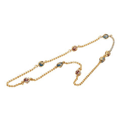 シャネル ココマーク グリボア ネックレス 95A レッド ブルー ゴールド メッキ ストーン レディース CHANEL 中古