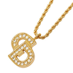 ディオール CDロゴ ペンダント ネックレス ゴールド メッキ ラインストーン レディース Dior 中古