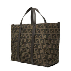 フェンディ FFロゴ ズッカ柄 トートバッグ ショルダーバッグ 2WAY 7VA390 ブラウン レザー ジャガード レディース FENDI 中古