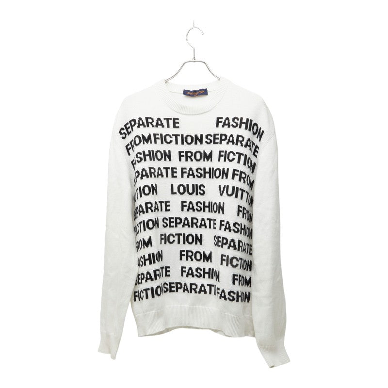 ルイ ヴィトン レターニット クルーネック セーター サイズL HLN06W ホワイト ブラック コットン メンズ LOUIS VUITTON 中古