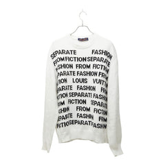 ルイ ヴィトン レターニット クルーネック セーター サイズL HLN06W ホワイト ブラック コットン メンズ LOUIS VUITTON 中古