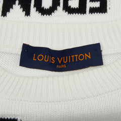 ルイ ヴィトン レターニット クルーネック セーター サイズL HLN06W ホワイト ブラック コットン メンズ LOUIS VUITTON 中古
