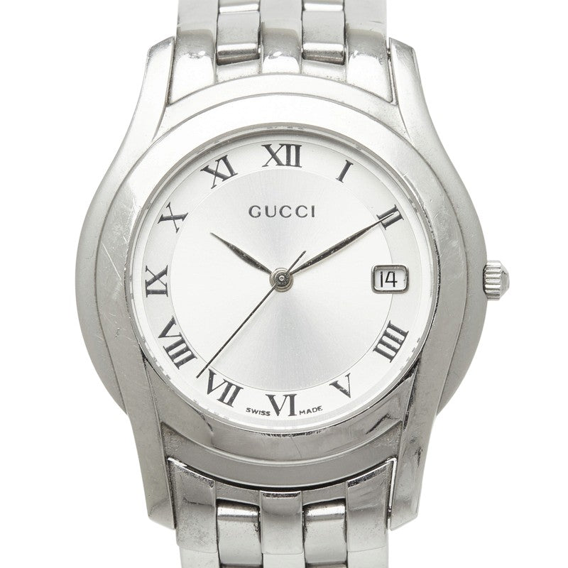 グッチ Gクラス 腕時計 5500M/YA055305 クオーツ シルバー文字盤 ステンレススチール レディース GUCCI 中古