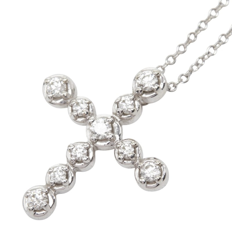 ティファニー パロマ ピカソ ドッツクロス ペンダント ネックレス K18WG ホワイトゴールド 750 ダイヤ レディース TIFFANY&Co. 中古