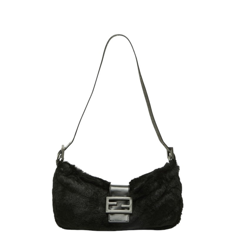 フェンディ マンマバケット ショルダーバッグ ワンショルダー ブラック ファー レザー レディース FENDI 中古