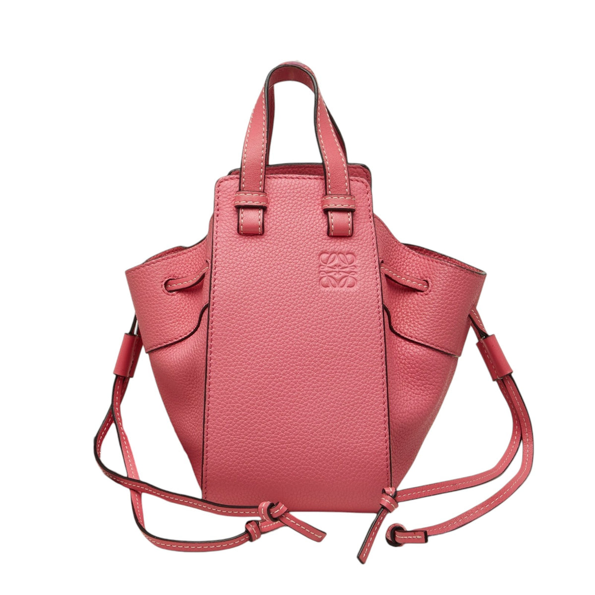 ロエベ ハンモック ドローストリング ハンドバッグ ショルダーバッグ 2WAY ピンク レザー レディース LOEWE 中古