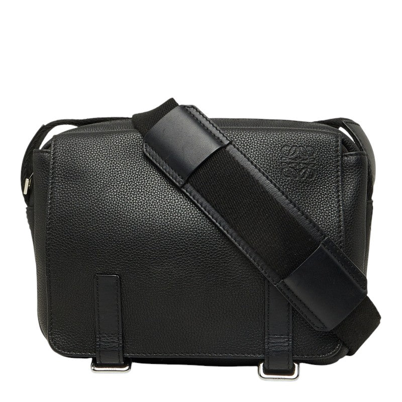 ロエベ ミリタリー メッセンジャー クロスボディ 斜め掛け ショルダーバッグ B553A72X22 ブラック レザー メンズ LOEWE 中古
