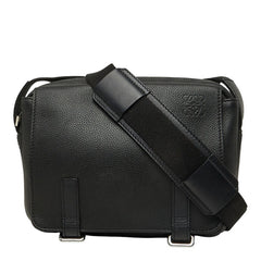 ロエベ ミリタリー メッセンジャー クロスボディ 斜め掛け ショルダーバッグ B553A72X22 ブラック レザー メンズ LOEWE 中古