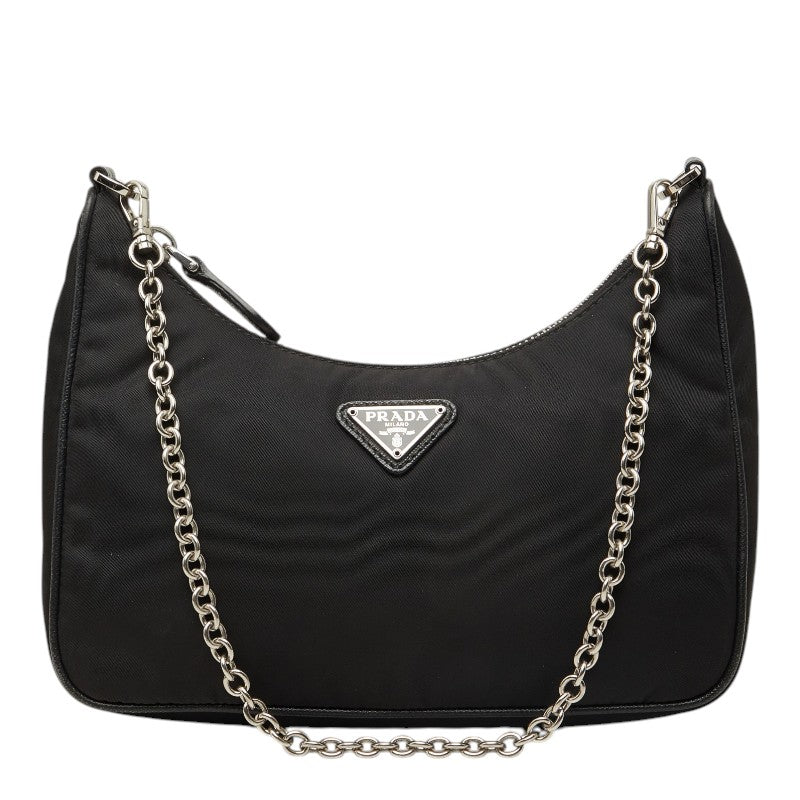 プラダ 三角ロゴプレート リエディション 2005 ハンドバッグ ショルダーバッグ 2WAY ブラック ナイロン レディース PRADA 中古