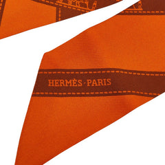 エルメス ツイリー Bolduc ボルデュック柄 スカーフ オレンジ シルク レディース HERMES 中古