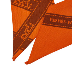 エルメス ツイリー Bolduc ボルデュック柄 スカーフ オレンジ シルク レディース HERMES 中古
