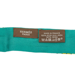 エルメス ツイリー KELLY EN PERLES ケリーアンペルル スカーフ グリーン系 シルク レディース HERMES 中古