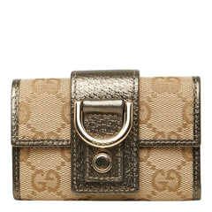 グッチ アビー GGキャンバス 三つ折り キーケース 141419 ベージュ キャンバス レザー レディース GUCCI 中古