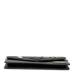 プラダ ピンバッジ チェーンウォレット ショルダーバッグ 1DH044 ブラック サフィアーノレザー レディース PRADA 中古